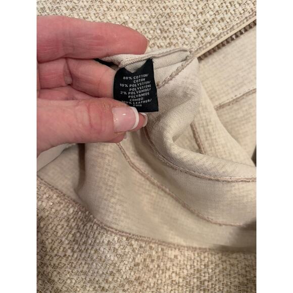 Lafayette 148 New York Women's Zip Blazer Cream Tweed Jacket Leather Trim Size 8 - Picture 5 of 7